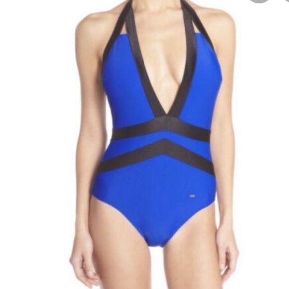 Ted Baker swimsuit one piece NEW bright royal blue and black size‎ 10 - Picture 1 of 11